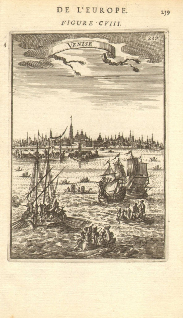 VENICE VENEZIA. General view. Piazza San Marco. Gondolas. Ships. MALLET 1683